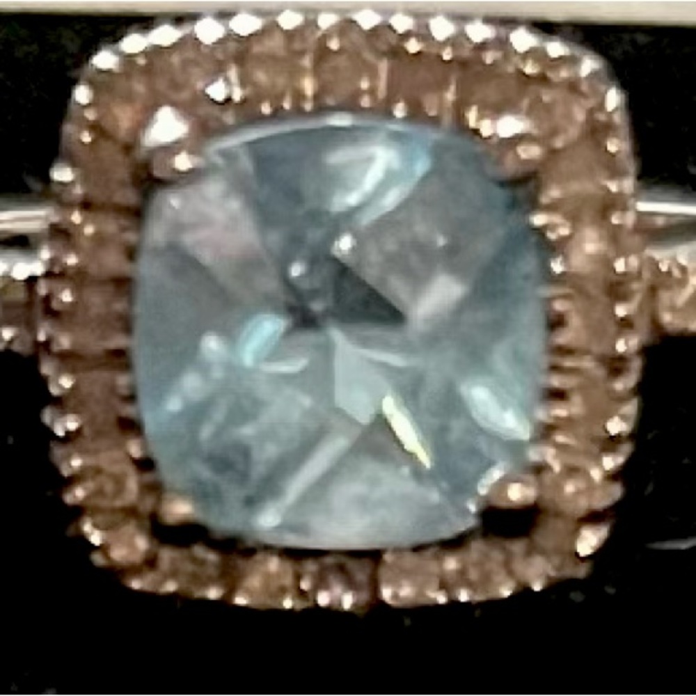 R.H. Macy & Co. Fine Jewelry Ring Size 3.5 Square Diamond/Topaz Ring